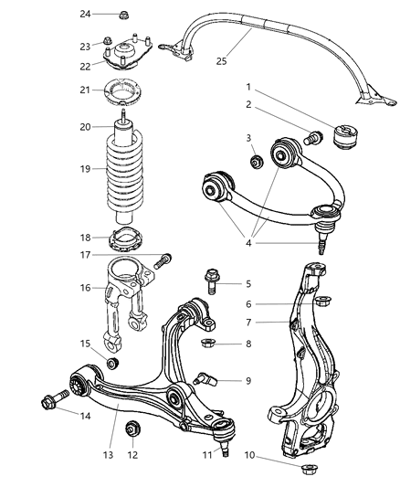 2010 Jeep Grand Cherokee  Suspension Control Arm Bumper (Rear) Diagram for 52089343AA