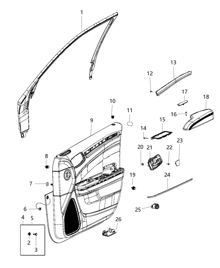 2020 Chrysler 300  Strip-Door Trim ARMREST Diagram for 68400794AA