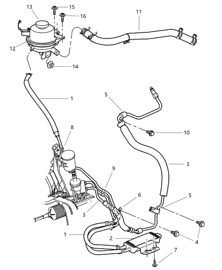 2002 Dodge Grand Caravan  Line-Power Steering Reservoir Diagram for 4743011AB