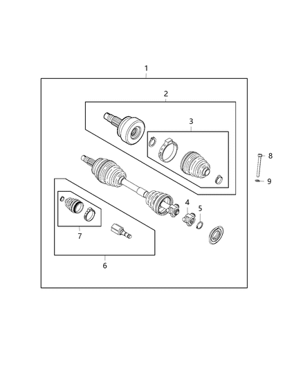 2017 Jeep Renegade  Axle Half Shaft Diagram for 68249358AA
