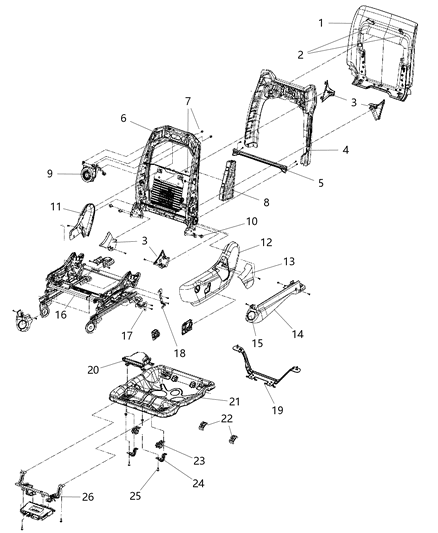 2018 Jeep Grand Cherokee  Cover-Seat RECLINER Diagram for 1UN912X9AA
