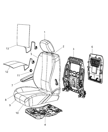 2011 Chrysler Town & Country Panel-Front Seat Back Diagram for 1JA95BD1AA