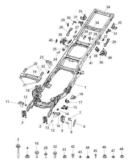 2020 Ram 3500  Rod-Exhaust Pipe Support Diagram for 52014282AA