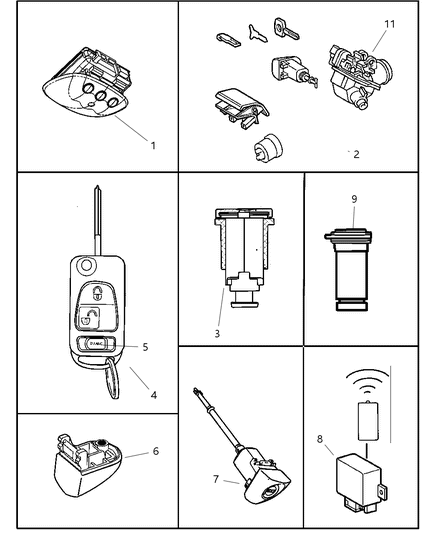 2005 Chrysler Crossfire  Cylinder Lock-Glove Box Lock Diagram for 5098609AA