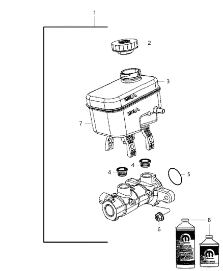 2019 Jeep Wrangler  Brake Cylinder Diagram for 68385585AC
