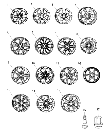2019 Ram 1500  Aluminum Wheel Diagram for 5YD53LS1AA