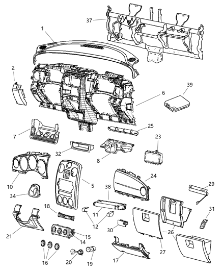 2006 Chrysler PT Cruiser  Latch-GLOVEBOX Diagram for 1CJ43BDAAB