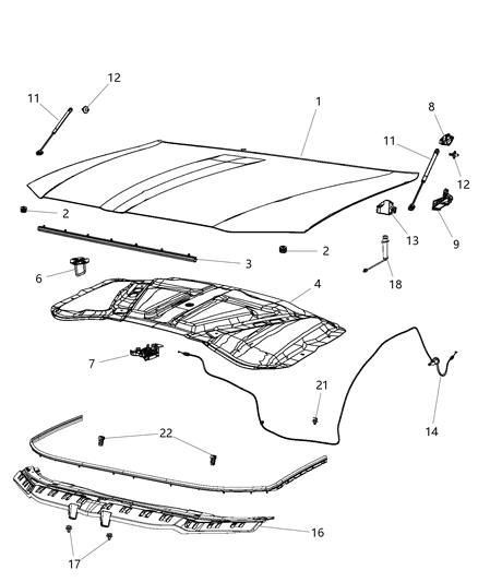 2020 Chrysler 300  SILENCER-Hood Diagram for 68438680AA