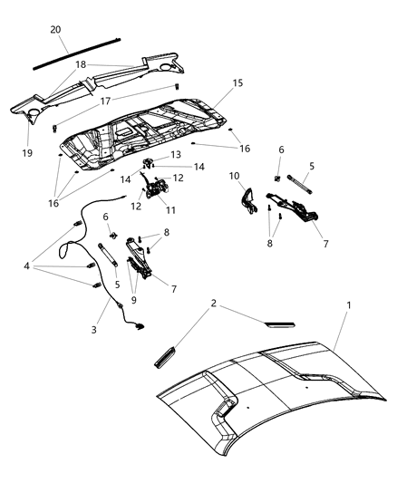 2013 Dodge Challenger Under Hood Appearance Diagram for 5028748AB