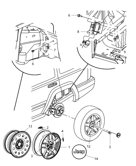 2008 Jeep Commander  Wheel Center Cap Diagram for 52090402AA