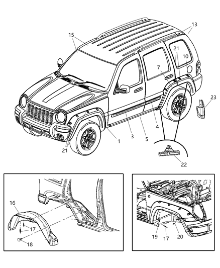2006 Jeep Liberty Flare-Fender Wheel Opening Diagram for 5JH42TZZAE