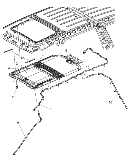 2007 Dodge Durango  DEFLECTOR-SUNROOF Wind Diagram for 68027747AA