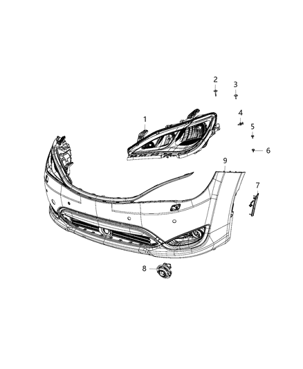 2020 Chrysler Pacifica  HEADLAMP Right Diagram for 68228944AF