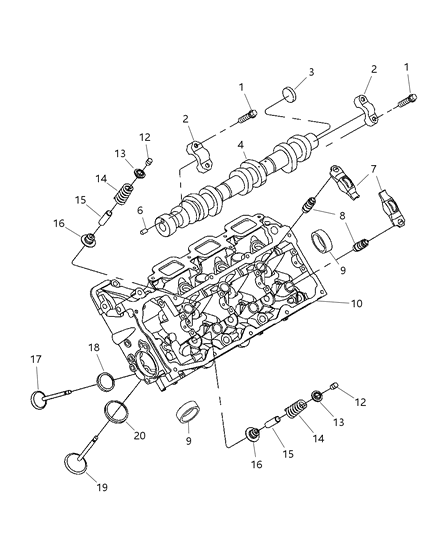 2002 Jeep Liberty  Engine Rocker Arm Kit Diagram for 53020742AB