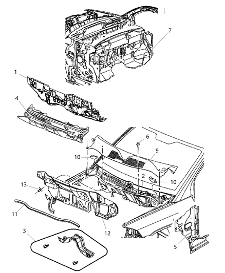 2010 Jeep Patriot  Panel-COWL Diagram for 5160172AC
