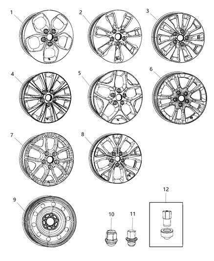 2020 Chrysler Voyager  Lock Set-Wheel Diagram for 4721954AB