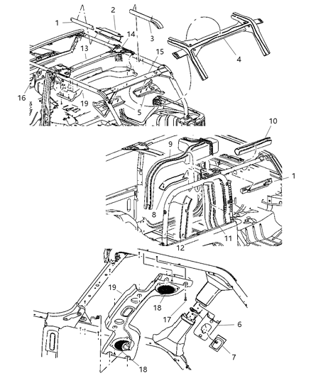 2009 Jeep Wrangler  Cover-Sport Bar Diagram for 1CH44XDVAD
