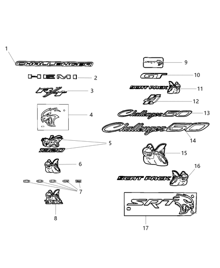 2020 Dodge Challenger NAMEPLATE-Scat Pack Diagram for 68469496AA