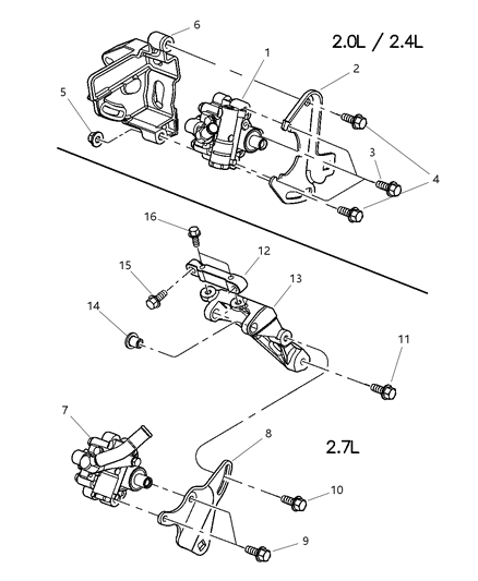 2005 Dodge Stratus  Power Steering Pump Diagram for 4764421AA