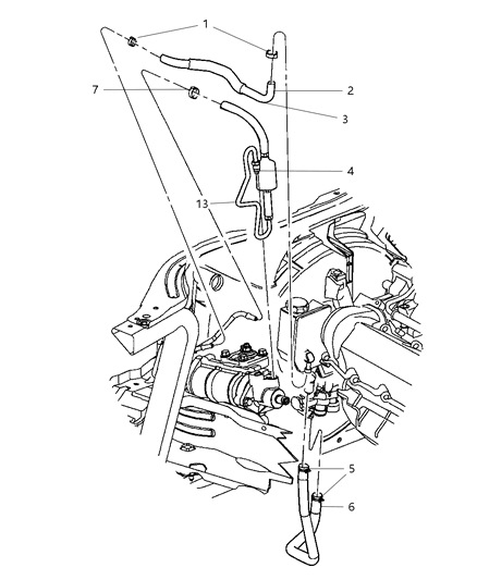 2001 Jeep Grand Cherokee  Line-Power Steering Reservoir Diagram for 52088916AB