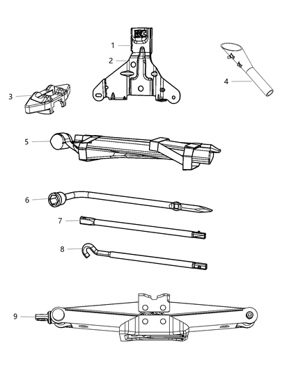 2021 Dodge Durango  Bag-Jack Tool Storage Diagram for 68068845AE
