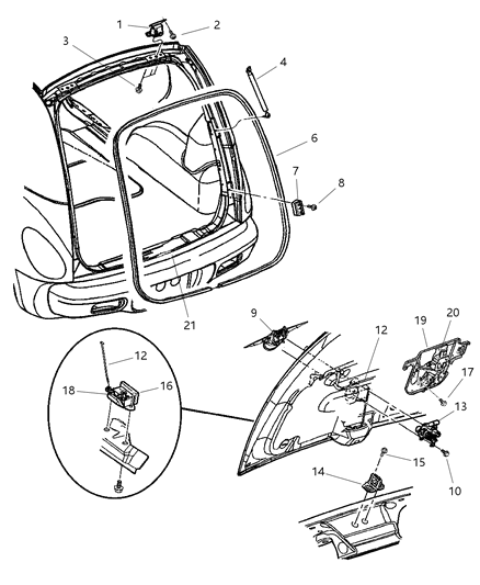 2004 Chrysler PT Cruiser  Liftgate Prop Diagram for 4724743AD
