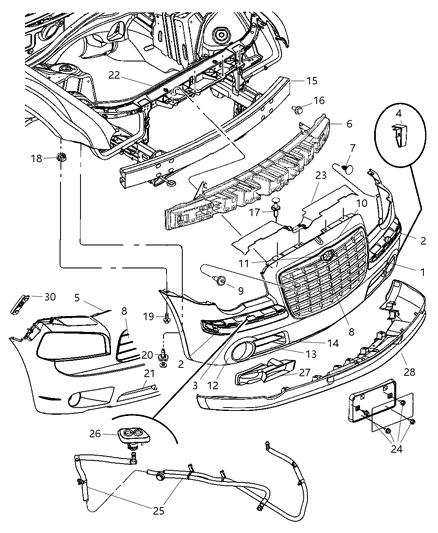 2006 Chrysler 300  Front Bumper Diagram for 4805726AB