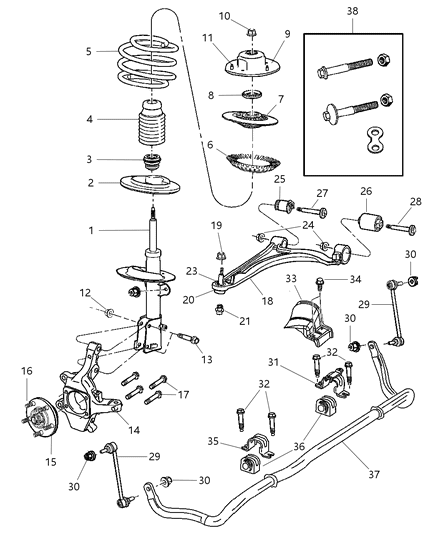 2007 Chrysler Pacifica  Brake Hub And Bearing Diagram for 4721353AA