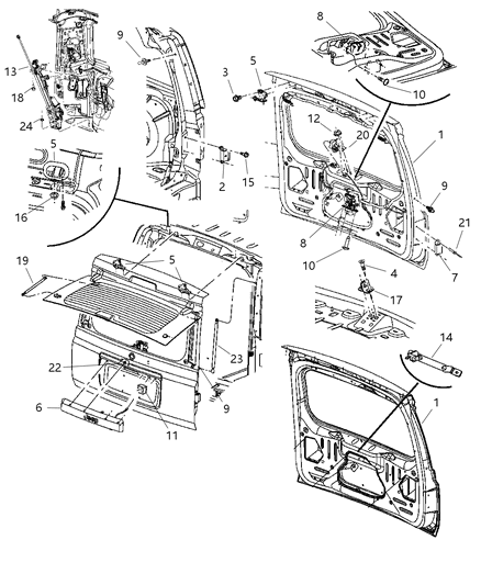 2009 Jeep Commander  Liftgate Latch Diagram for 4589131AD