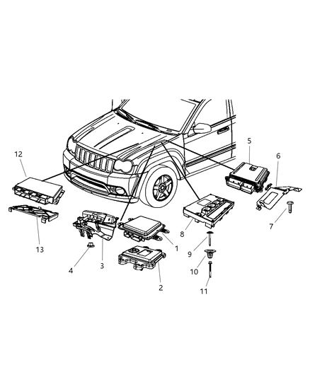 2008 Jeep Grand Cherokee Module-Front Control Diagram for 4692163AE