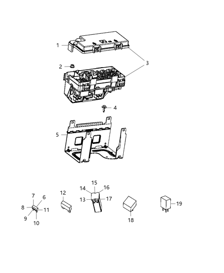 2018 Jeep Wrangler  Bracket-Power Distribution Center Diagram for 4692058AG