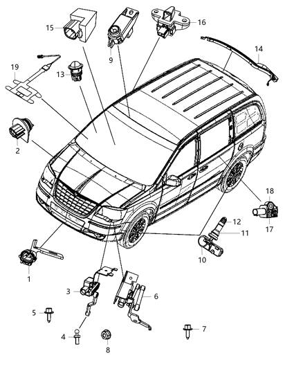 2011 Dodge Grand Caravan  Sensor-Washer Fluid Level Diagram for 5152029AB