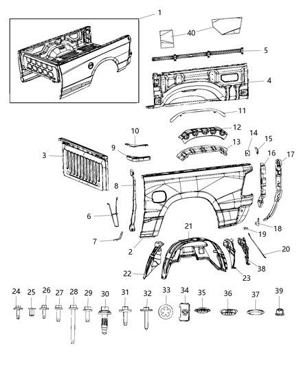 2019 Ram 1500  WHEEL/HOUSE-WHEELHOUSE Inner Diagram for 68312548AA