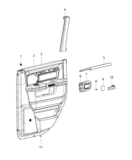 2019 Ram 1500  Cover-Rear Door Fixed Glass Diagram for 1GD82BD1AC