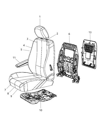2012 Chrysler Town & Country  Front Seat Back Diagram for 4610351AA