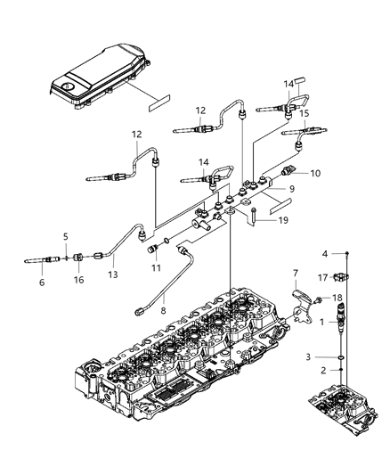 2008 Dodge Ram 2500  Injector-Fuel Diagram for 68027067AA