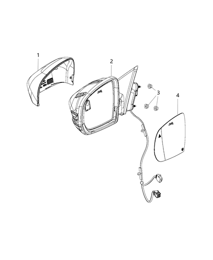 2020 Jeep Compass  Mirror Replacement Glass Diagram for 68368583AA