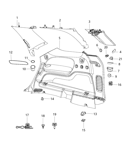 2019 Dodge Durango  Plug-Seat Belt Opening Diagram for 6PF80DX9AA
