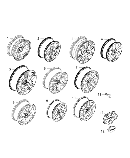 2019 Jeep Renegade  Wheel Center Cap Diagram for 5VC50LAUAA