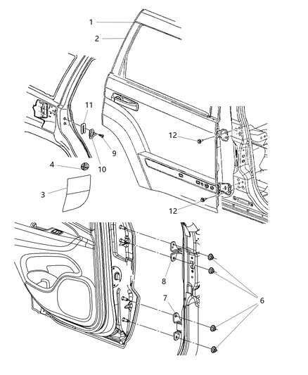 2011 Jeep Grand Cherokee  Door Hinge Diagram for 55113664AB