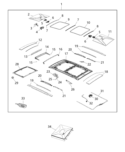 2015 Jeep Renegade  DEFLECTOR-SUNROOF Wind Diagram for 68316008AA