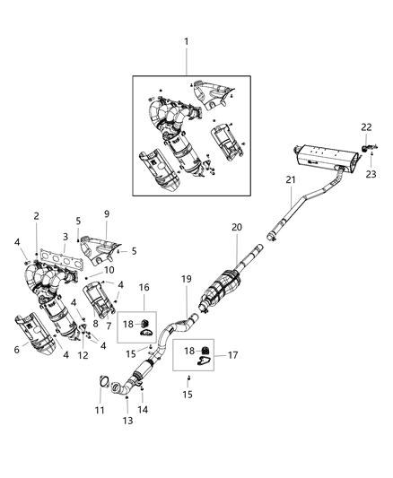 2018 Jeep Compass  Exhaust Resonator Pipe Diagram for 68321020AA