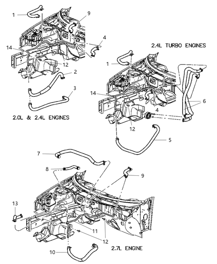 2006 Chrysler Sebring  Hose-Heater Supply Diagram for 4596711AF