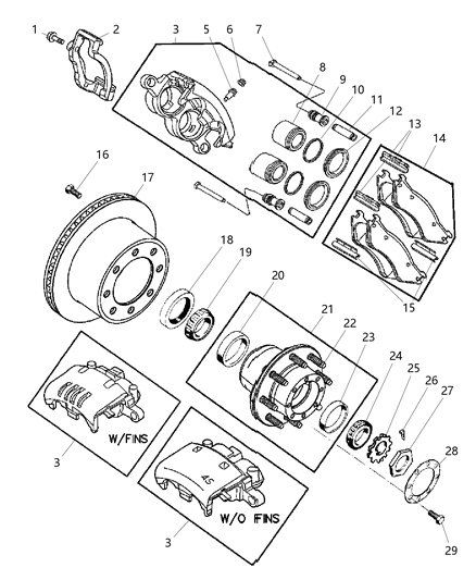 2003 Dodge Ram 3500  Disc Brake Diagram for 5093263AA