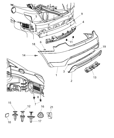 2012 Chrysler 200 Strip-Rear FASCIA Diagram for 68082045AA