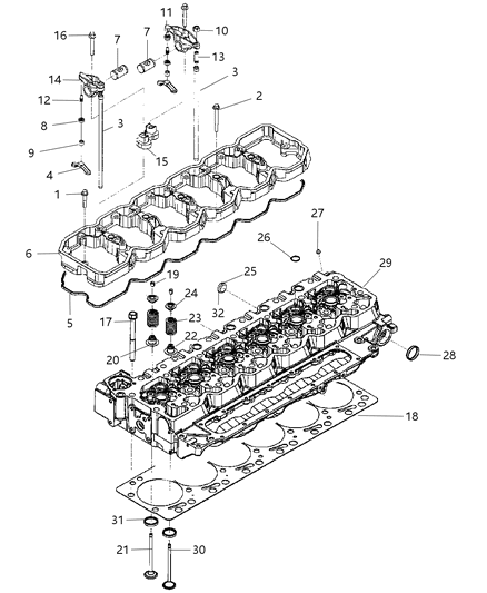 2007 Dodge Ram 3500  Head-Cylinder Diagram for 68003404AA