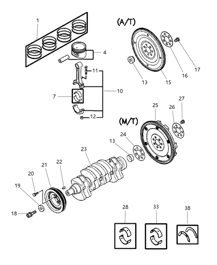 2005 Chrysler Sebring  Bearing-Crankshaft Diagram for MD327493