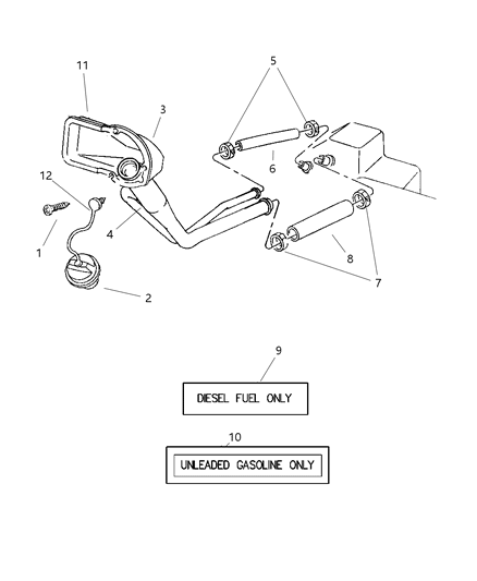 2000 Dodge Ram 2500  Clamp-Fuel Filler Pipe Diagram for 6505321AA