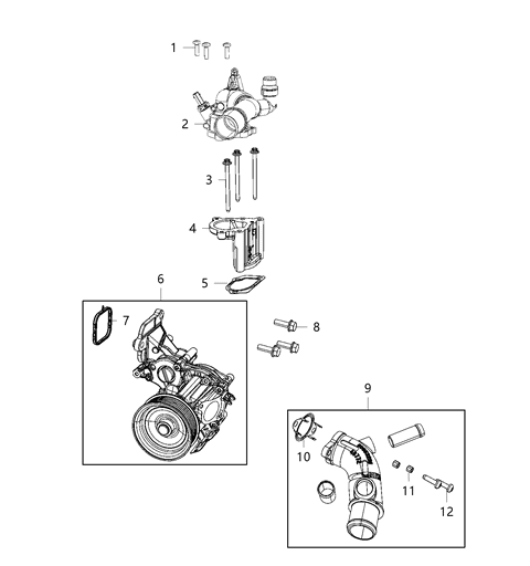 2019 Jeep Wrangler  Gasket-COOLANT Tube Diagram for 4893667AB
