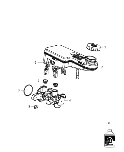 2014 Dodge Journey  GROMMET-Master Cylinder Reservoir Diagram for 68068519AA